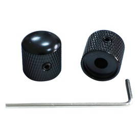 OVSAL 2PCS Electric Bass Guitar Knobs Dome Metal Guitar Knobs with Adjusting Screws Strat Telecaster Jazz Gibson Les Paul(Electroplating Black)