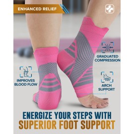 Doctor's Select Copper Ankle Sleeve - Copper Foot Compression Sleeve, Ankle Brace for Women, Compression Socks for Plantar Fasciitis Women, Sleeve for Sprained Ankle, Pink