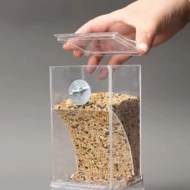 1PC Parrot Feeder Anti-Spill Transparent Bird Food Box Clear Feeding Device for Parrots Du