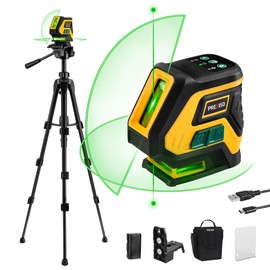 PREXISO Laser Level with Tripod & 2 Plumb Dots - 100 Ft Rechargeable Point Cross Laser Level Self Leveling - Plumb Spot Alignment Wide Angle Laser Line for Construction, Ceiling, Floor Tile