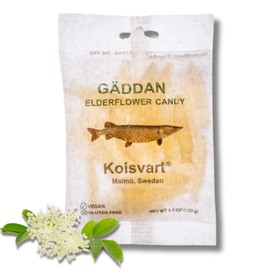 KOLSVART Swedish Candy, Torsken Shaped, Classic Scandinavian Gummy, Vegan, Gluten Free, Gaddan Elderflower, 4.2oz (1-Pack)