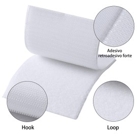 QDiShi Hook and Loop Strips with Adhesive 4x6 inch Strips with Adhesive 3 Sets Strong Sticky Back Adhesive Fasten Mounting Tape Instead of Holes and Screws for Home or Office Use(White)