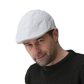 Bigalli Duckbill Newsboy Hats for Men Linen Soft Lightweight Casual Flat Cap Golf Newsboy Cap | Cream Size S | Boinas para Hombre | Gatsby Hats Duckbill Hats for Men