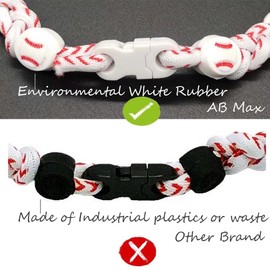 AB Max Baseball Rope Necklace - Tri-Braided Nylon Rubber Tornado Necklace for American Men Women Sport Style Softball Jewelry