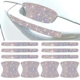 BetterJonny 10PCS Crystal Car Door Handle Scratches Protector, Rhinestone Car Door Handle Stickers Bling Car Door Handle Scratch Protector Stickers for Women and Girls Car Stickers (Colorful)