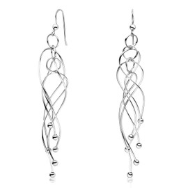 MATERIA by Matthias Wagner SO-66 Women's Earrings 925 Silver Spiral Hanging 15 x 84 mm Long, Silver