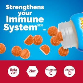 Emergen-C Immune+ Triple Action Immune Support Gummies, BetaVia (R), 1000mg Vitamin C, B Vitamins, Vitamin D and Antioxidants, Super Orange, Back to S