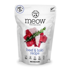 The New Zealand Natural Pet Food Co. Meow Freeze Dried Cat Food - Beef & Hoki Recipe, High Protein Cat Treats, Meals & Toppers, Dry Cat Food,1.76 oz