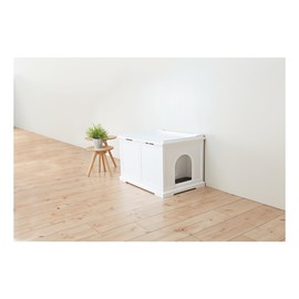TRIXIE XL Furniture Litter Box Enclosure (White), Hidden Litter Box for Cats with Openings on Either Ends & Large Ventilations Slots, Double Doors for Easy Cleaning, Removable Divider