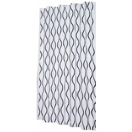 Carnation Home Fashions, Inc Geneva 70 72-Inch Shower Curtain with Flocking, White and Black