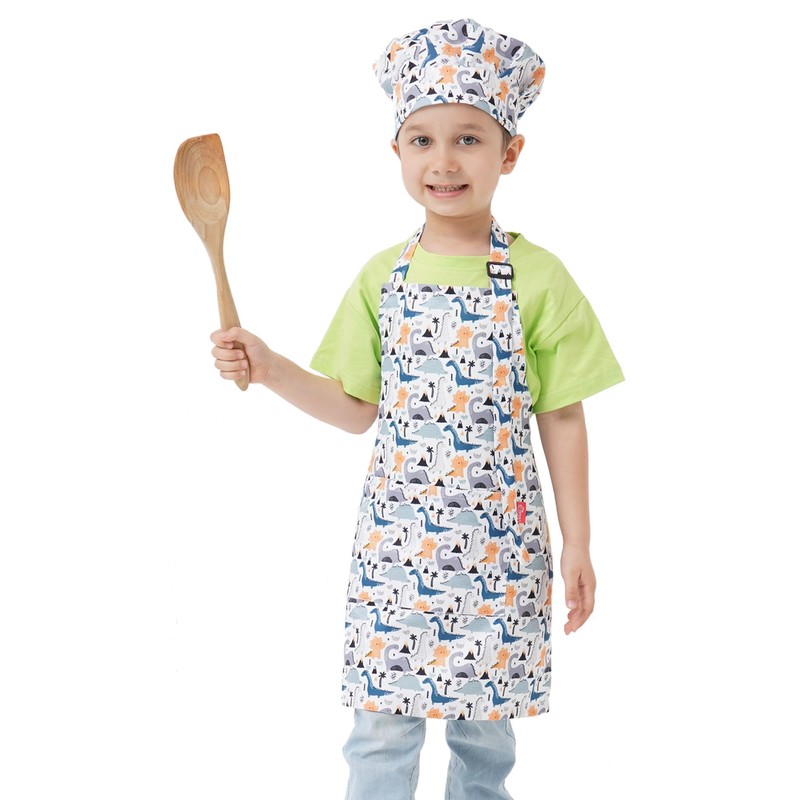 ALIPOBO Kids Apron and Chef Hat Set, Children's Kitchen Cooking
