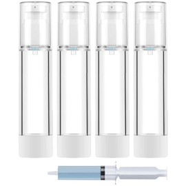 3.4oz/100ml Travel Bottle, TSA Approved Travel Containers,Travel Toiletry Bottles, Mini Makeup Bottle,Reusable Transparent Sealed Skin Care Products Travel Airless Pump Bottle【3.4oz/100ml-(Pack of 4)】