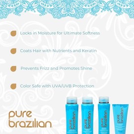 Pure Brazilian - 4 Piece Essential Home Care Kit - Anti Frizz Serum, Shampoo, Conditioner, And Deep Conditioning Masque- TRAVEL SIZE