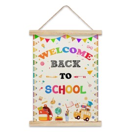 Welcome Back To School Posters Decor, Colorful Classroom Hanging Canvas Flag Decor For Classroom Wall Door, First Day Of School Decorations, Welcome Back Posters For Students -02
