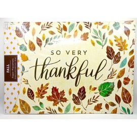 Brother Sister Design 48  Thanksgiving Paper Placemats 16.8" x 12" So Very Thankful w/ Fall Leaves
