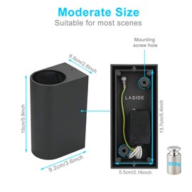 LASIDE Outdoor Wall Lights, Anthracite Grey GU10 Up Down Outside Wall Lights Electric, IP44 Waterproof Aluminium Garden Wall Lights Mains Powered for Patio, Terrace, Garden, Balcony, Porch, Garage