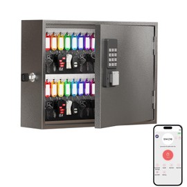 WeHere 60 Key Lock Box Wall Mount, Smart Key Cabinet, use One Time Password/Fixed Code, APP Bluetooth/Wi-Fi Remote(Extra Purchase), Key Unlock for Hotel, Office, Real Estate, School