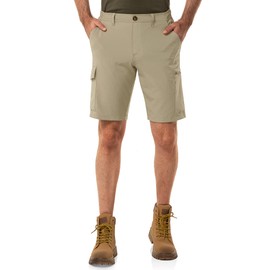 33,000ft Mens Golf Shorts Stretch Hiking Shorts UPF50+ Summer Trekking Pants Packable Outdoor Cargo Shorts with 7 Pockets Breathable Capri Shorts for Hiking, Golf, Camping, Travelling, Brown 34W*10L