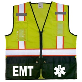 EMT Survivor Safety Vest, Type R Class 2, with Reflective Logo Front and Back. (as1, Alpha, xx_l, 3X_l, Regular, Regular, Yellow with White/Reflective Logo)…