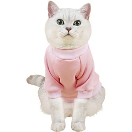 Cat Sweaters Shirts for Cats - Hairless Cat Cotton Tshirts Pet Clothes - Pullover Kitten T-Shirts with Sleeves - Cats & Small Dogs Apparel (Pink Red, Large)