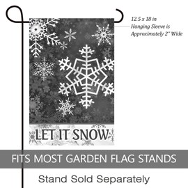 Texupday Let It Snow Winter Gray Snowflakes Decoration Vertical Garden Flag Holiday Farmhouse Party Outdoor Yard Banner 12" x 18"