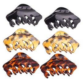 6Pcs Fashion Hair Claw Clips Versatile Plastic Hair Accessories for Women for Thick Thin Hair for Washing and Cooking Black
