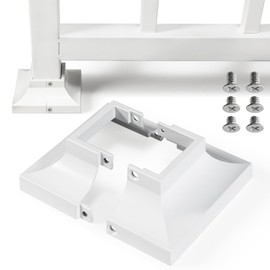 Epcee - 2 fundas de base de aluminio para poste de 2 pulgadas, faldón de poste, barandilla, escalera, porche, soportes de base para barandilla de cubierta (blanco)