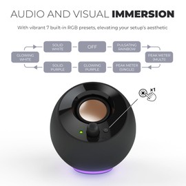 Creative Pebble SE Minimalist 2.0 USB-C Powered PC Speakers with RGB Lighting​, 3.5 mm AUX-in, Up to 4.4W RMS Power for Computers and Laptops (Black)