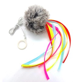 Kats'N Us Bouncy Pom Pom String Cat Toy Teaser with Ribbons