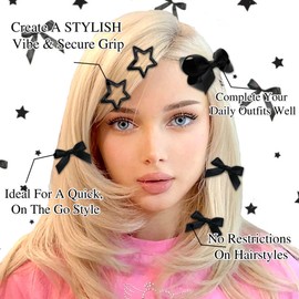 STGDAK Hair Bows Black Bow For Girls Grosgrain Star Clips Cute Ribbon Bow Clip Mini Bows Barrette Alligator Clips Hair Accessories For Toddlers Teens Women Party Prom Back To School 26 Pcs