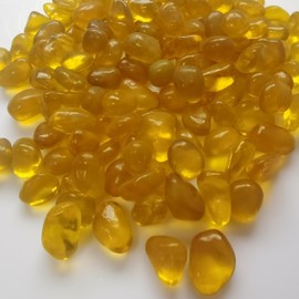 KIJOU Yellow Sea Glass Stones - 2lb Bright Decorative Pebbles (1/4–3/8 Inch) for Summer Crafts, Vase Decor, and Garden Accents