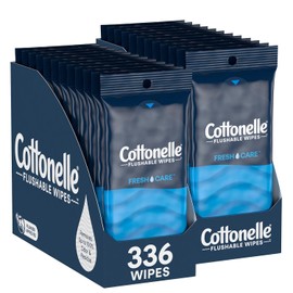 Cottonelle Toallitas limpiables, 24 paquetes de viaje On-The-Go (2 bandejas de 12), 336 toallitas en total