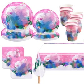 Birthday Party Decorations, 81 Pcs Party Tableware Set Includes Plates Cups Napkins And Tablecover, Birthday Supplies For 20 People, Birthday Decorations For Girls Kids' Banquet Tableware