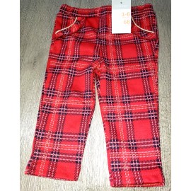 Primark girls NEW RED PLAID CHRISTMAS PANTS size 18/24 month gold sparkle line NICE