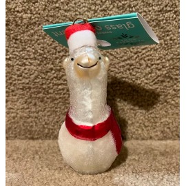 Unbranded New Christmas Glass Blown Ornament Llama with Santa hat