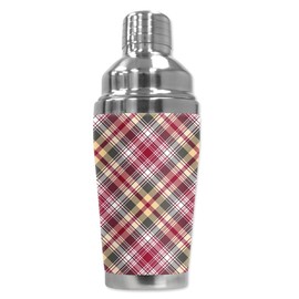 Mugzie "Plaid" Cocktail Shaker with Insulated Wetsuit Cover, 16 oz, Black