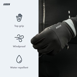 AARON Gloves Cycling Gloves for Men and Women - Non-Slip Touchscreen Cycling Gloves for MTB, BMX, City Bike or Trekking Bike - Warm Gloves for Cycling and Jogging