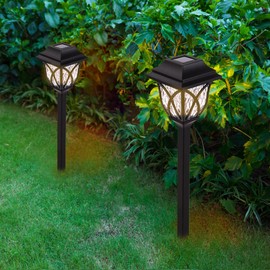 LAUREL CANYON 6 Pack Garden Solar Path Lights, Outdoor Solar Walkway Lights with LED Light Bulbs for Garden, Lawn, Pathway, Yard, Driveway Black