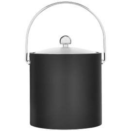Kraftware Bartenders Choice Fun Colors Collection Ice Bucket - 3-Quart, Double Wall Construction, Keeps Ice Perfectly Chilled, Ideal for Hotel Guest Rooms and Bar Areas, Black, Handle