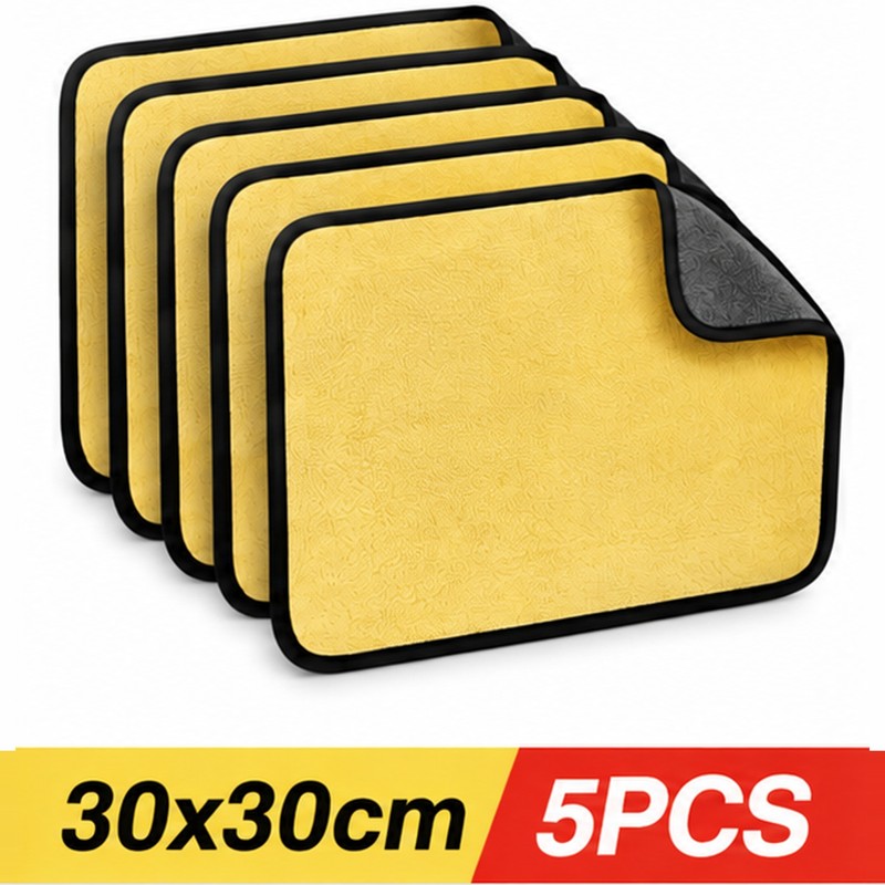 Microfiber Cleaning Towels for Car Care – Thickened Absorbent Yellow