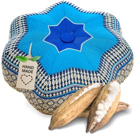 Livasia Meditation Cushion Star – Diameter 30 x 15 cm – Yoga Cushion with Kapok, Pouf, Floor Cushion Star-Shaped Yoga Zen Meditation, Zafu Cushion for Garden and Balcony, Seat Cushion Handmade