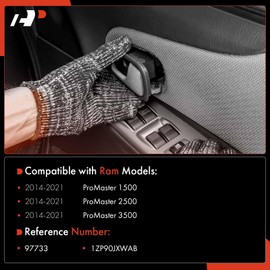 A-Premium Left Rear Cargo Interior Door Handle Compatible with Ram ProMaster 1500 2500 3500, 2014-2021, Black, Replace# 1ZP90JXWAB