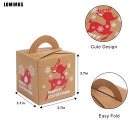 LOMIMOS Christmas Bakery Boxes,Mini Kraft Cardboard Boxes for Cupcakes Cookies Brownies Donuts Dessert Gift-Giving Packaging,24PCS