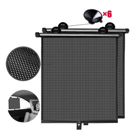 SHEEFLY Car Window Shades,2 Pack Side Window Shade for Car,Breathable Foldable Retractable Mesh Car Sun Shade Protects Baby,Kids,Pets from Sun Glare and UV Rays(Black)