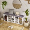DINZI LVJ Shoe Storage Bench with Cushion, 15-Cubby Shoe Rack,