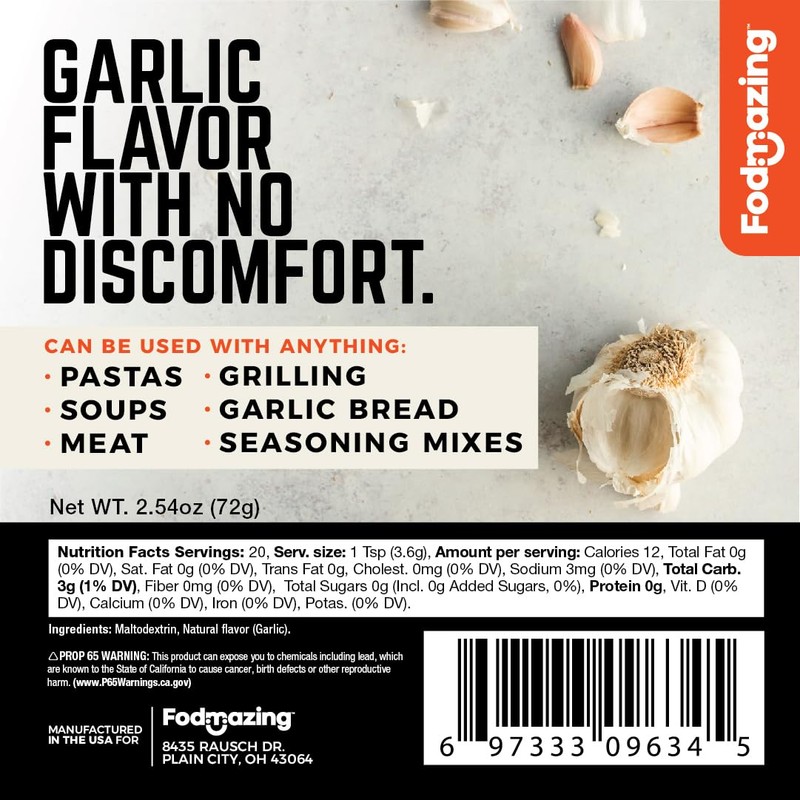 Fodmazing Garlic Replacer Substitute, Low FodMap Garlic Replacement, IBS Friendly,
