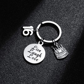 BESPMOSP 16th Birthday Keyring & Gifts for Girls & Boys - Sweet 16 Jewellery Presents for Daughter & Granddaughter