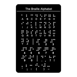 Braille Alphabet Board,Braille English Alphabet with Raised Dots, Numbers & Punctuation Braille Learning for Beginners, Braille Teaching Aid for Blind Children, Adults-7.5 x 5 inches-Black