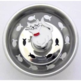 Linda Lou White Cat Kitchen Stainless Steel Standard Sink Strainer