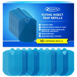 Zaperly 10-Pack Refill Cartridges for Fruit Fly Trap Indoors - Strong Adhesive to Capture Fruit Flies, Gnats, Houseflies, Moths, and Flying Insects
